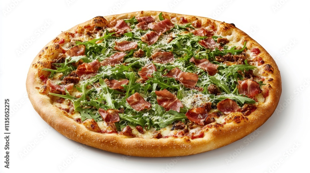Deliciously Fresh Pizza with Pepperoni, Arugula, and Cheesy Toppings on a Crispy Crust Perfect for Any Celebration or Casual Meal Gathering Deliciously Fresh Pizza with Pepperoni, Arugula, and Cheesy Toppings on a Crispy Crust Perfect for Any Celebration or Casual Meal Gathering