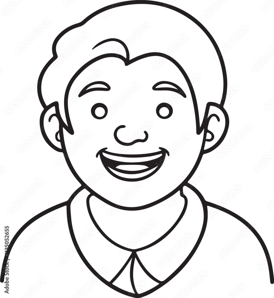 Smiling Boy Simple Line Art Illustration Smiling Boy Simple Line Art Illustration