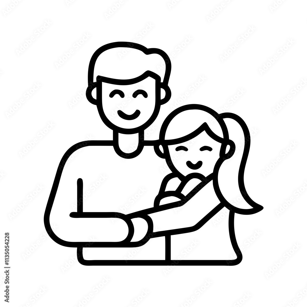 father daughter hug icon, father’s day line art, father icon - simple black line art icon of father daughter hug, for father’s day celebrations. father vector art. father daughter hug icon, father’s day line art, father icon - simple black line art icon of father daughter hug, for father’s day celebrations. father vector art.