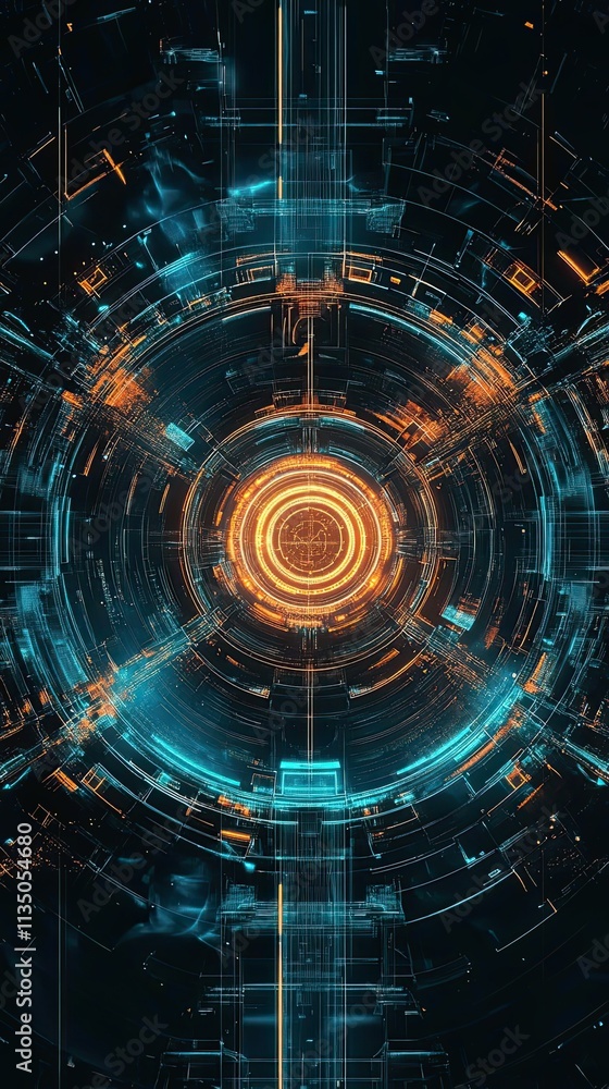 Obraz premium Abstract Futuristic Technology Digital Art Design