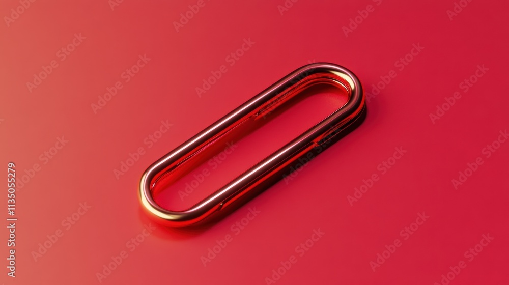 Red Background Oval Shaped Metallic Object Red Background Oval Shaped Metallic Object