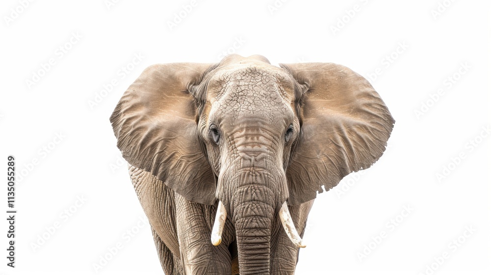 Obraz premium Close Up of an African Elephant on a White Background