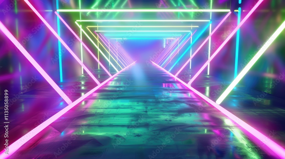 A futuristic neon lights grid with intersecting neon lines in vibrant colors like magenta, cyan, and lime green A futuristic neon lights grid with intersecting neon lines in vibrant colors like magenta, cyan, and lime green