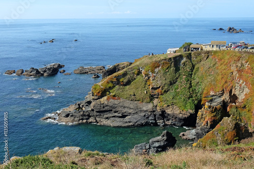 Lizard point and Polbream Cove, the most southerly point in the UK, on the Lizard Peninsula, Cornwall. photo