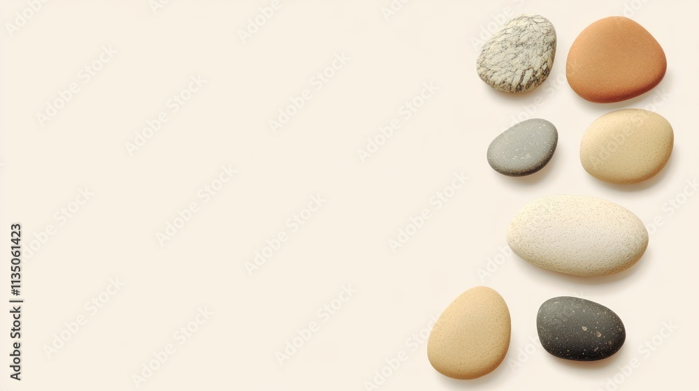 Smooth stones arranged against a beige background Smooth stones arranged against a beige background