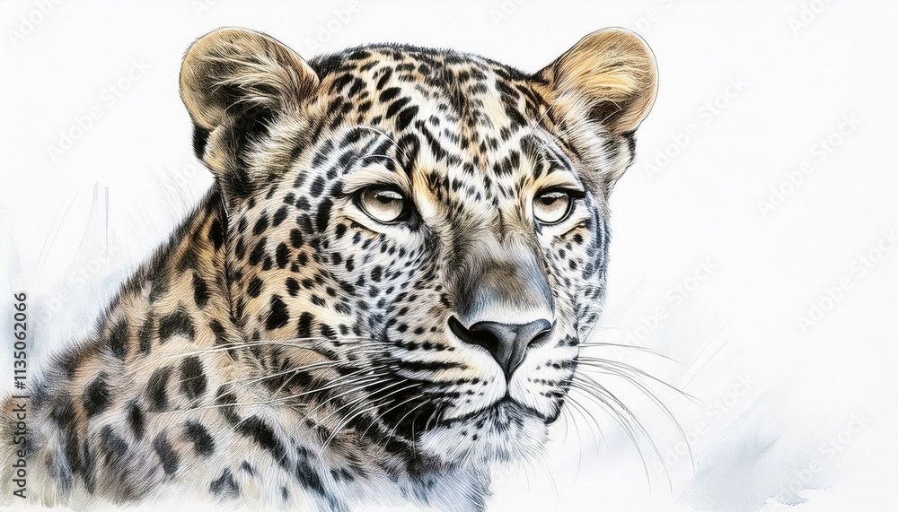 Leopard sketched in pencil on white background Leopard sketched in pencil on white background
