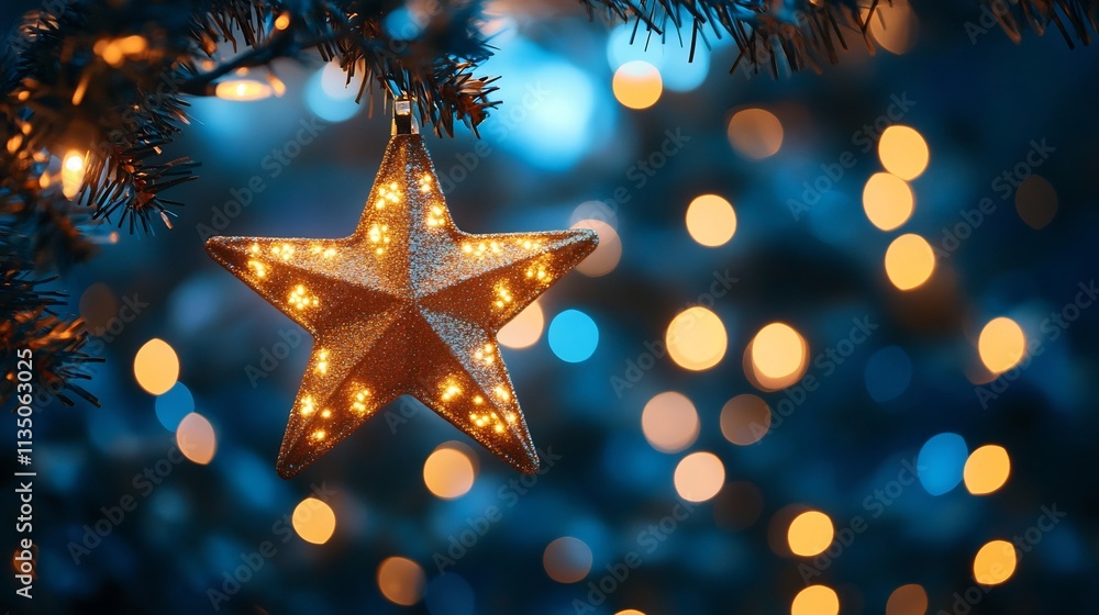 Festive Starry Sky Background with Blue Light Bokeh Effect for Christmas Holidays Festive Starry Sky Background with Blue Light Bokeh Effect for Christmas Holidays
