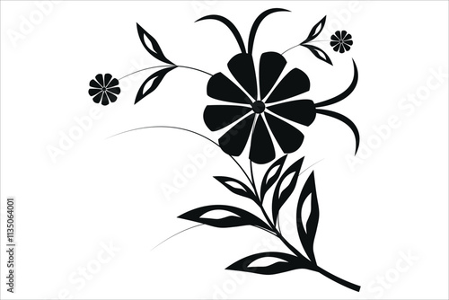 Flowers. Black silhouettes of flowers isolated on a white background. Vector illustrations.flower vector 