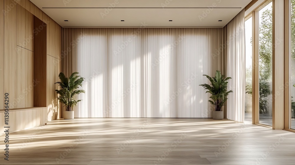 Luxurious Modern Home Interior with Automated Sunlight Control and Versatile Decor Elements Luxurious Modern Home Interior with Automated Sunlight Control and Versatile Decor Elements