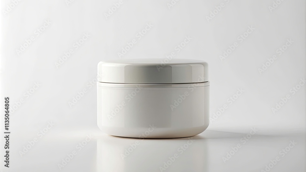Elegant Cream Container Mockup on Solid White Background for Professional Commercial Use Elegant Cream Container Mockup on Solid White Background for Professional Commercial Use