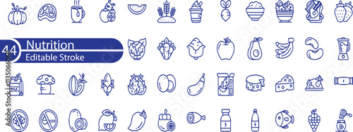 Sport supplements and fitness nutrition editable stroke outline icon isolated on white background flat vector illustration.