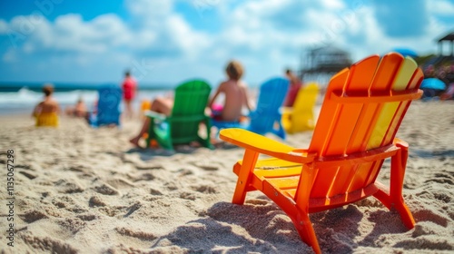 Wallpaper Mural Colorful Beach Chairs on Sandy Shore Torontodigital.ca