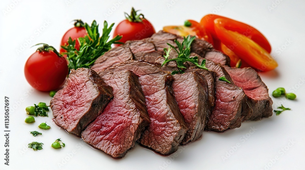 Tafelspitz with tender chunks of beef and brightly colored sides. Tafelspitz with tender chunks of beef and brightly colored sides.