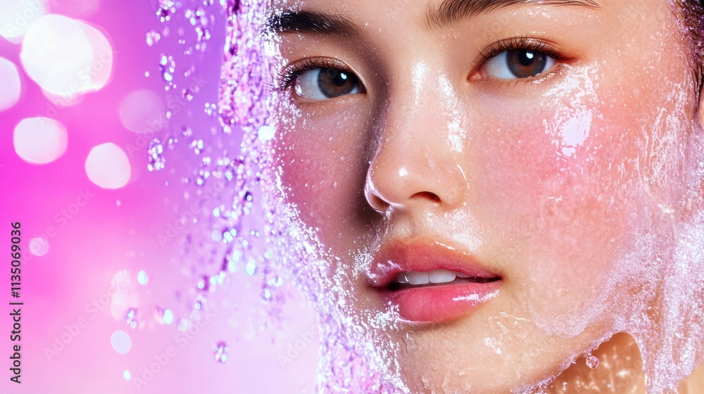 Woman Face Water Drops Beauty Skincare Woman Face Water Drops Beauty Skincare