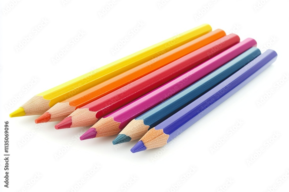 Colorful Pencils on White Background with Copy Space. AI generated illustration Colorful Pencils on White Background with Copy Space. AI generated illustration