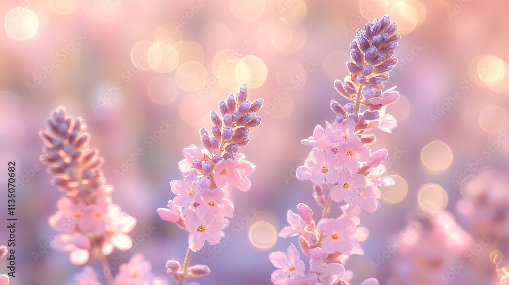 Pastel Pink Flowers, Soft Bokeh Background Pastel Pink Flowers, Soft Bokeh Background