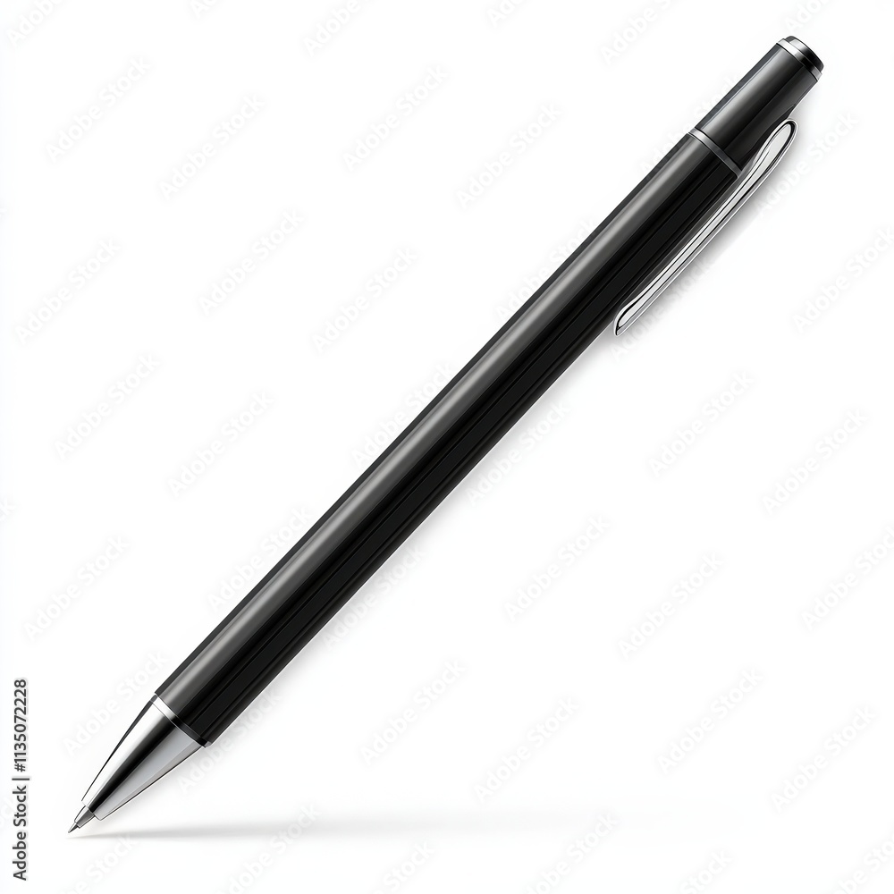 Elegant black ballpoint pen isolated on white background Elegant black ballpoint pen isolated on white background