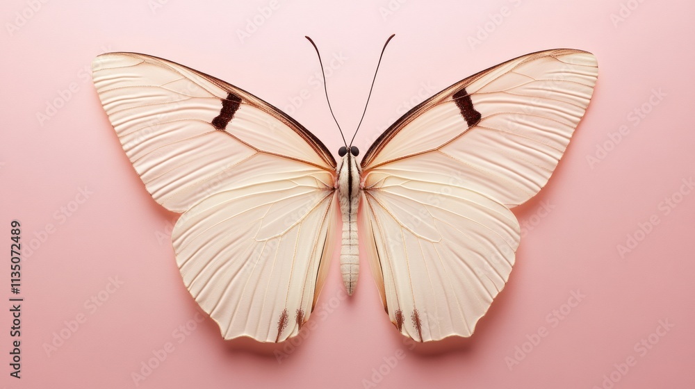 Pale Butterfly Wings Against Pink Background Pale Butterfly Wings Against Pink Background