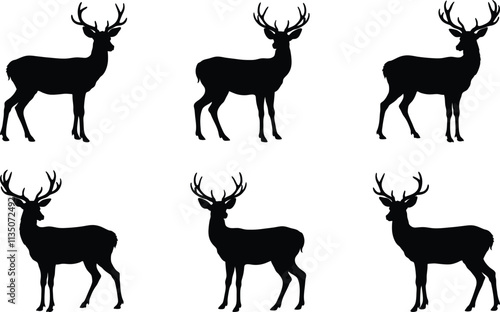 Set of Deer silhouette vector Design, Deer vector