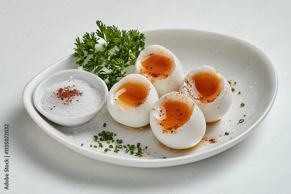 A plate of balut (fertilized duck egg) served with a side of salt and vinegar. A plate of balut (fertilized duck egg) served with a side of salt and vinegar.