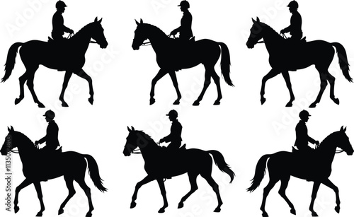 Horse riding silhouette collection