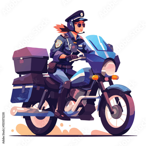 Vector illustration of a motorcycle policeman