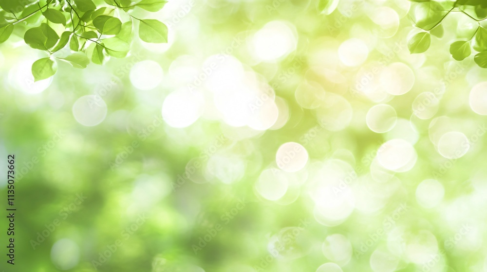 Spring Green Bokeh Background, Nature Leaves Spring Green Bokeh Background, Nature Leaves