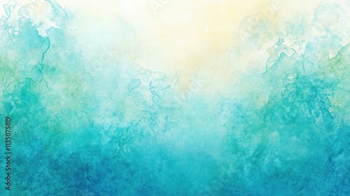 Abstract Watercolor Background Teal And Yellow Hues