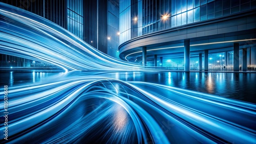 Modern Blue Shades Lines Flowing Style Background in Low Light Photography Creating a Captivating Atmosphere for Abstract Art and Design Projects