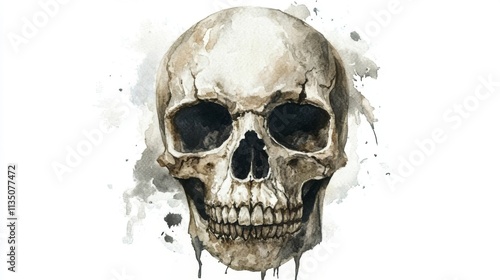 Watercolor Skull Illustration: Dark and Intriguing Artistic Piece