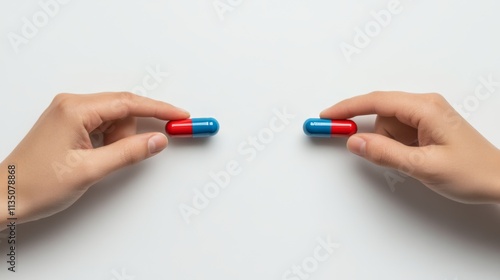 Two Divided Medicine Capsules in Hands - A Healthcare Concept