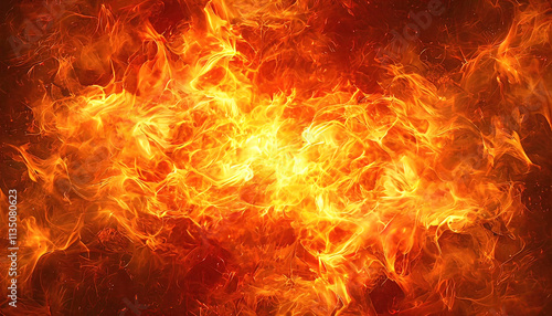 Dramatic fire and smoke effect, Bright and hot hellish abstract or blazing fire