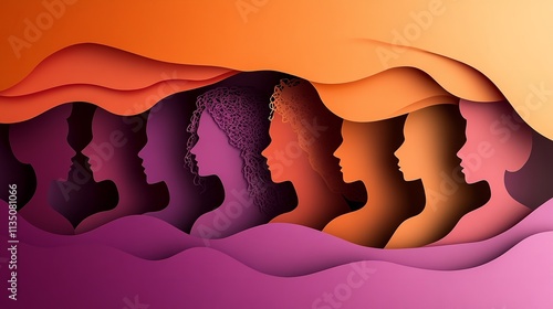 Women's Day Poster with Silhouettes of Multicultural Women

 photo