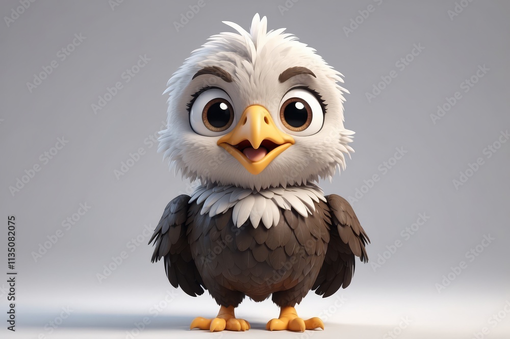 Obraz premium Adorable cartoon baby bald eagle chick.