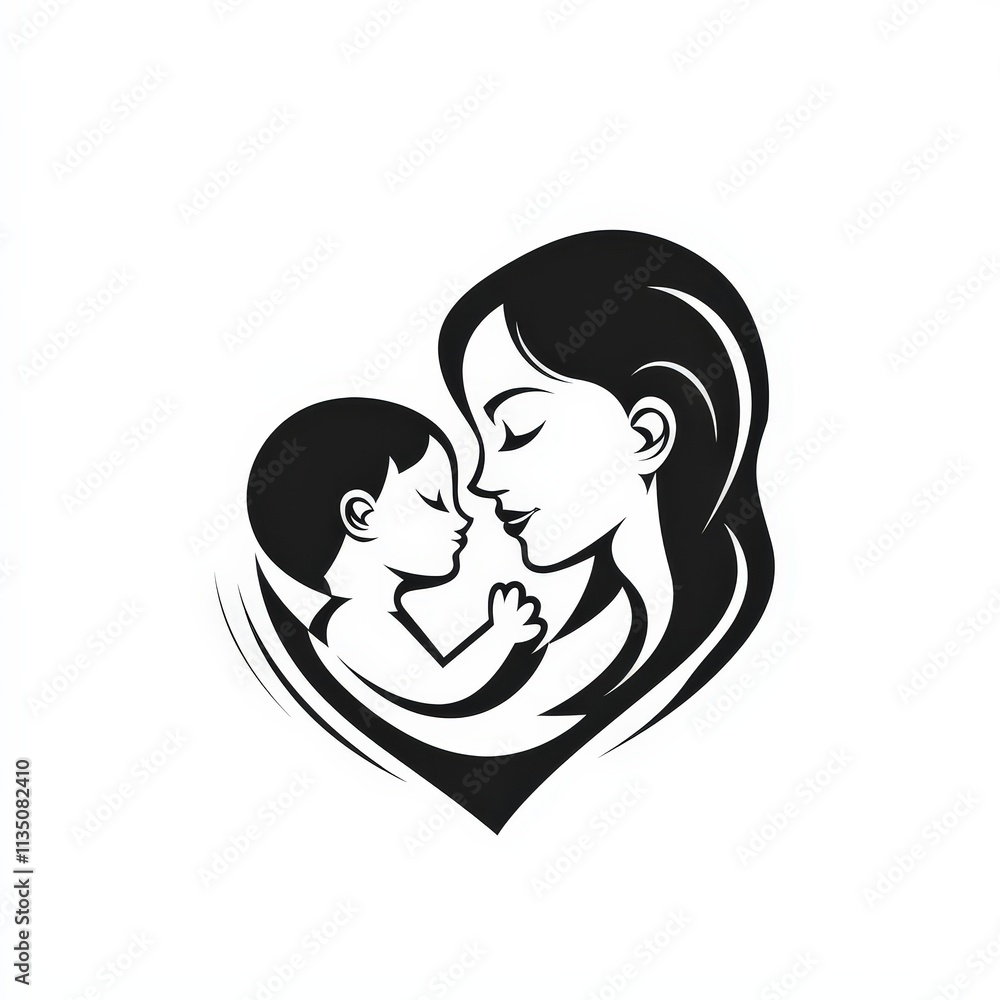Design of mom and baby icon logo illustration isolated on white background Design of mom and baby icon logo illustration isolated on white background