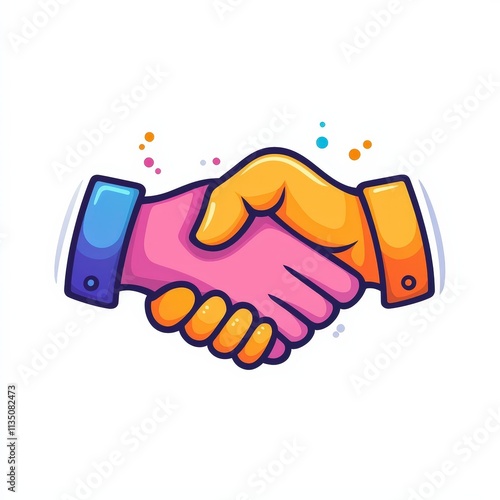 Design of happy business handshake icon logo illustration isolated on white background