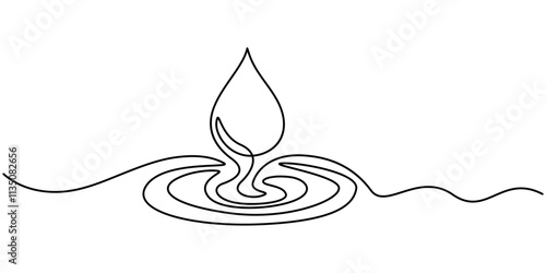 Continuous line drawing of drop. Water drop line icon. One line drawing background. Vector illustration. Water drop Continuous line icon, Water drops are continuously drawn on an isolated white.