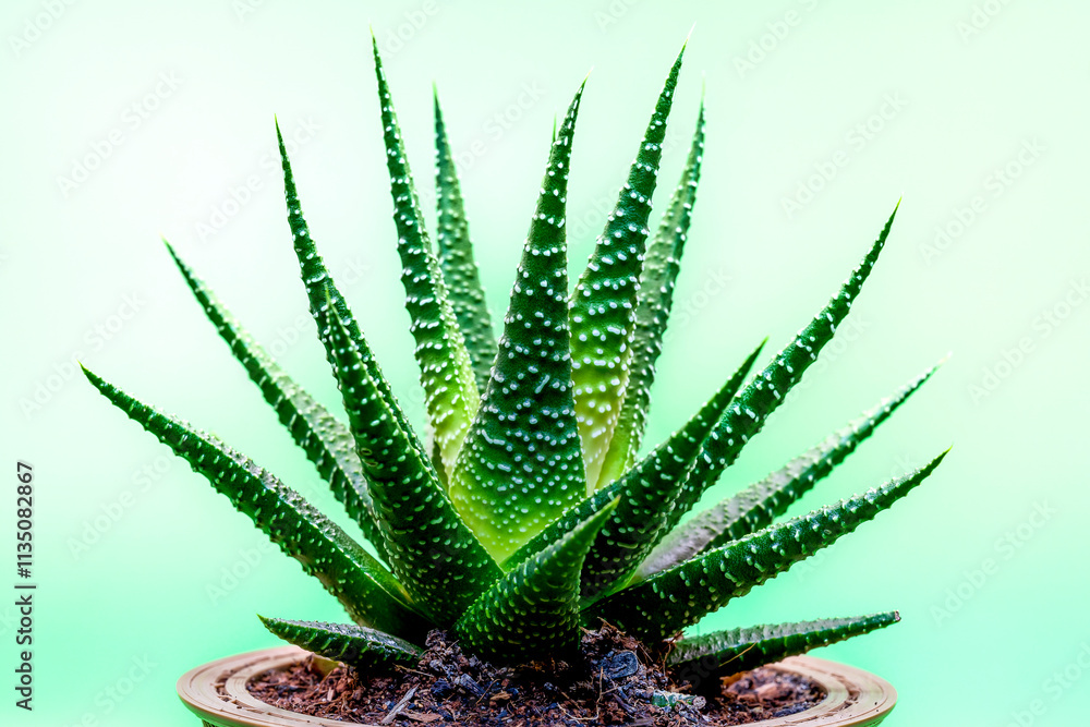 Isolated Aloe Vera Plant Over Gradient Background Isolated Aloe Vera Plant Over Gradient Background