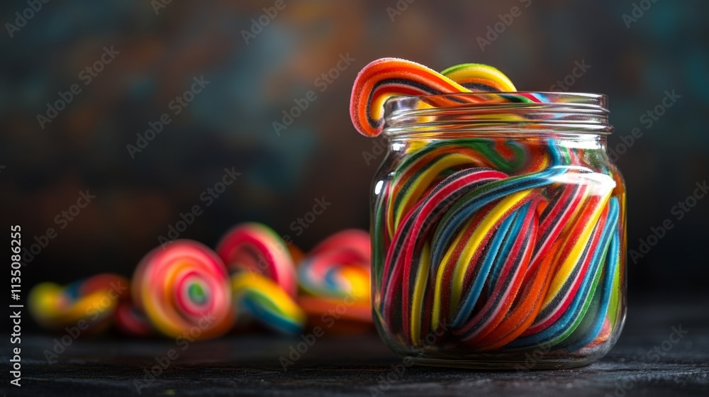 Vibrant Rainbow Candies in a Glass Jar Vibrant Rainbow Candies in a Glass Jar