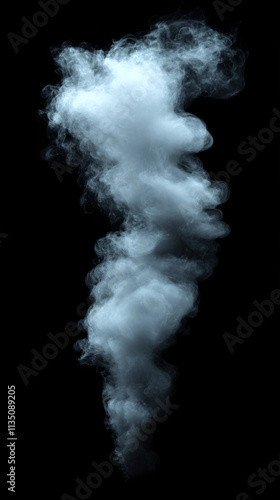 A column of white smoke rising against a black background, creating a dramatic and atmospheric visual effect