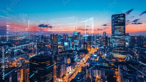 Wallpaper Mural Urban Mystique Illustration with Cityscapes, Neon Lights, and Mysterious Atmosphere Torontodigital.ca