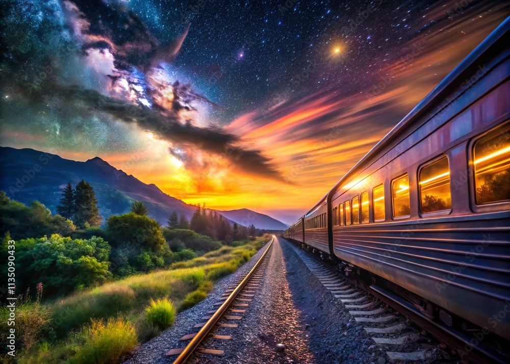 Night Photography of an Indian Train Journey with Scenic Views from Open Carriage Doors, Capturing Handholds and Landscapes in Motion Under the Stars Night Photography of an Indian Train Journey with Scenic Views from Open Carriage Doors, Capturing Handholds and Landscapes in Motion Under the Stars