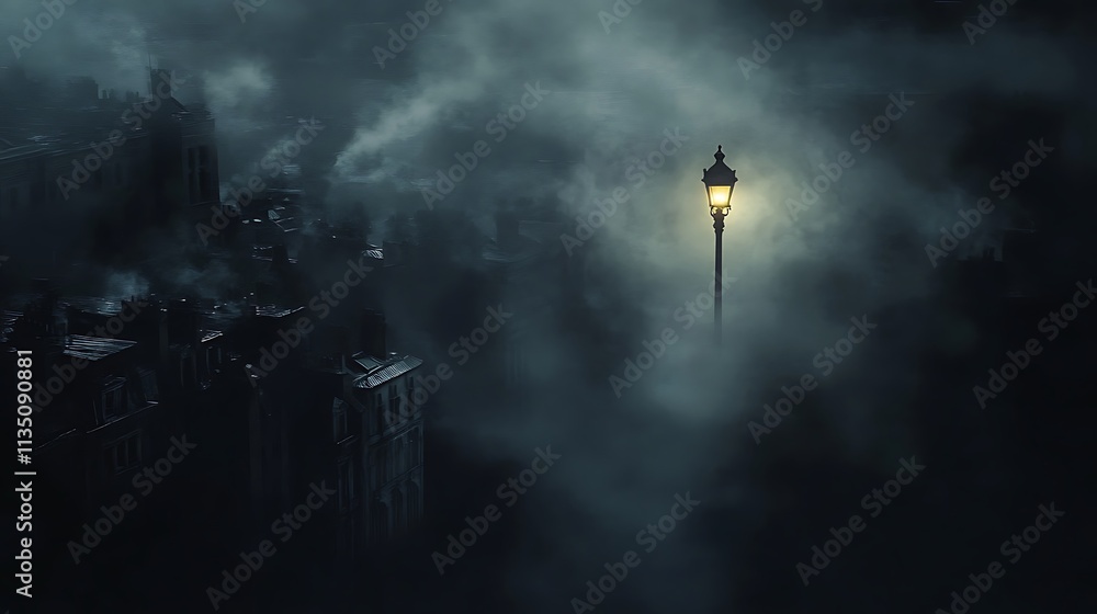 Fototapeta premium Urban Mystique Illustration with Cityscapes, Neon Lights, and Mysterious Atmosphere