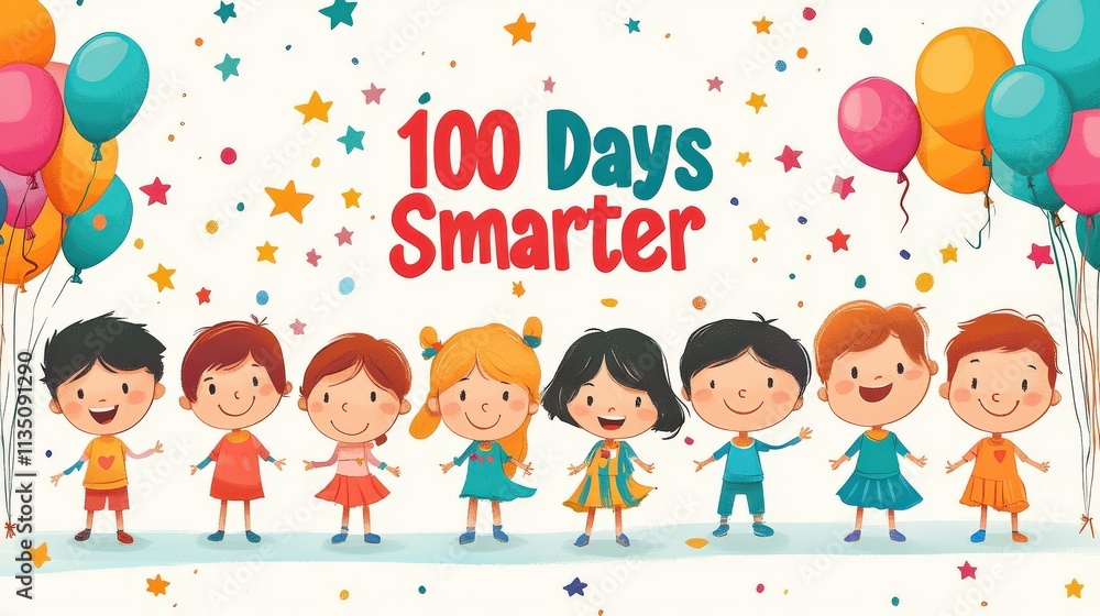 A colorful illustration of children celebrating A colorful illustration of children celebrating