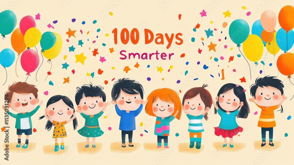 Colorful illustration of children celebrating Colorful illustration of children celebrating