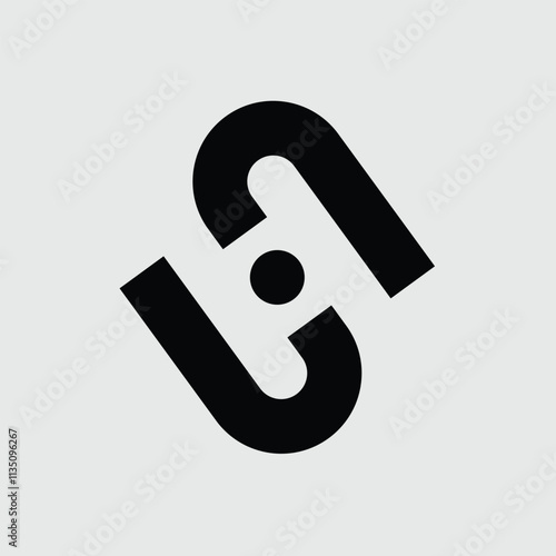 letter logo. n, 2 or u. for brands, industries. Solid design style. vector design template