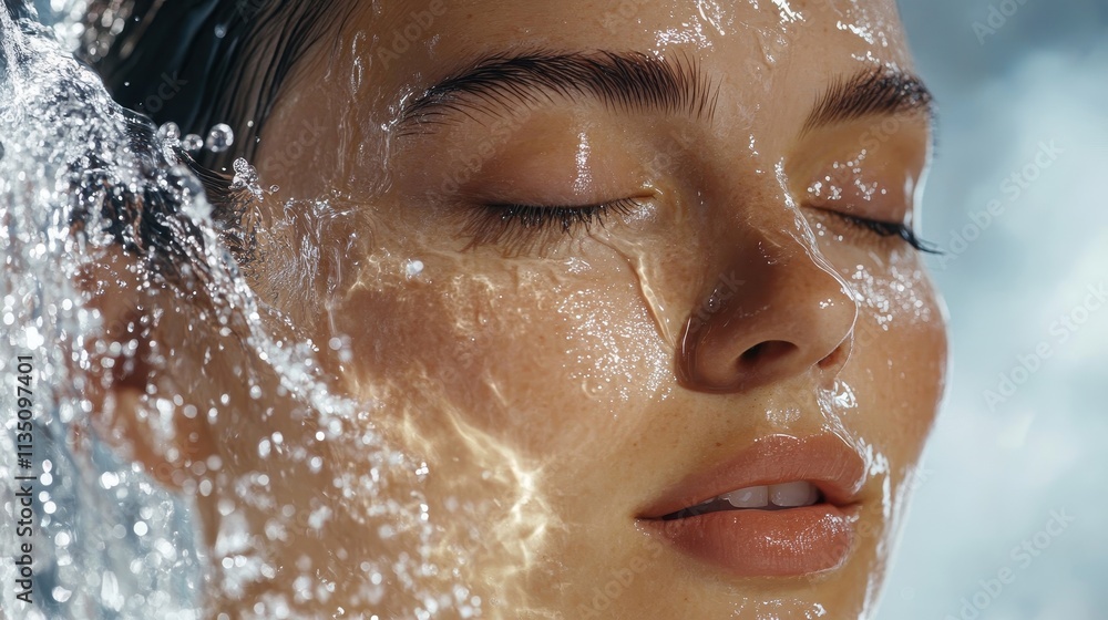 Serene Beauty of Water on a Relaxed Face Serene Beauty of Water on a Relaxed Face