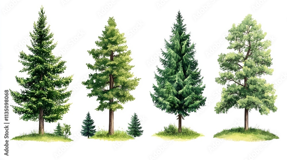 Isolated image of Christmas tree for holiday decoration on white background. Winter seasonal concept. Isolated image of Christmas tree for holiday decoration on white background. Winter seasonal concept.