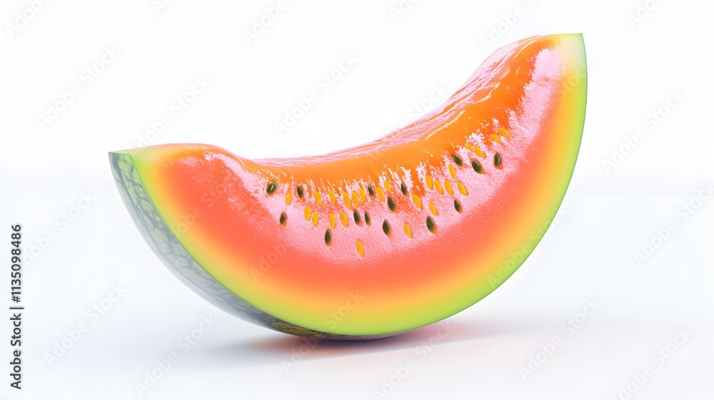 3D Sweet melon icon on a white background 3D Sweet melon icon on a white background