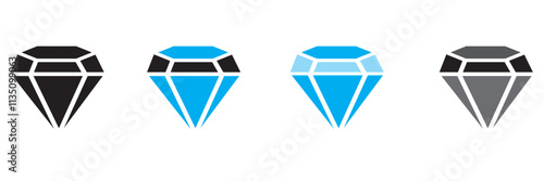 Set of diamonds line in a flat icons style. Abstract black diamond collection icons. Gemstone icons in a linear minimal style. Vector icon logo design diamonds.
